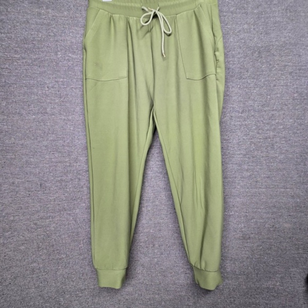 Unbranded Olive Green Jogger Pants Elastic Drawstring Waist Pockets Size Medium